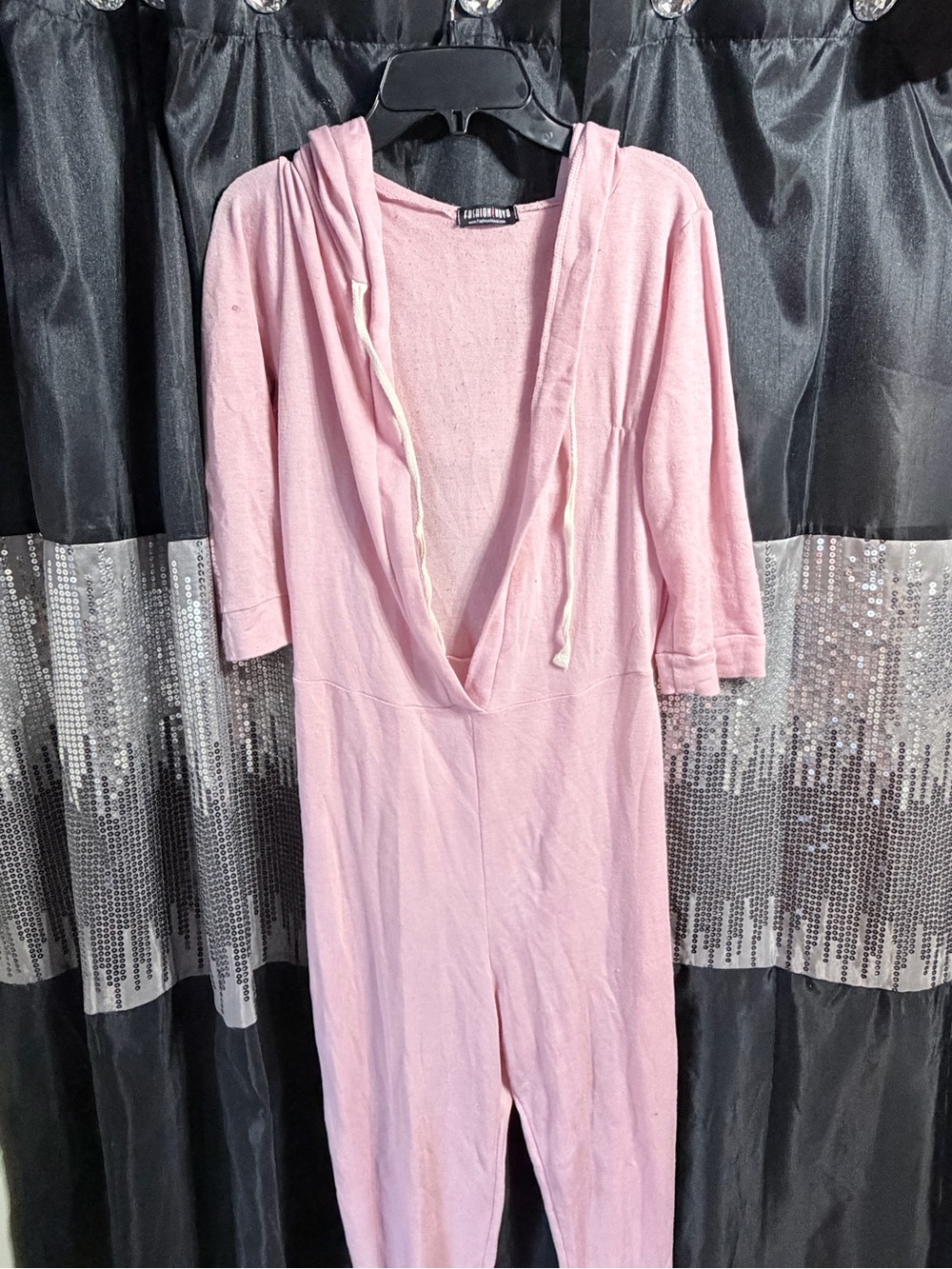 Light Pink Hooded One-Piece Jumpsuit Romper